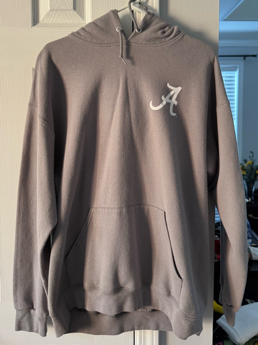 Gray Hoodie Sweatshirt with Script 'A'
